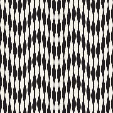 Dalgalı çizgiler vektör seamless modeli. Retro dalgalı oyma doku. Geometrik zikzak çizgiler tek renkli tasarım