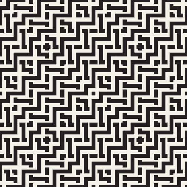 Satırları labirent kafes titreşim. Etnik tek renkli doku. Geometrik arka plan tasarlamak. Vektör sorunsuz siyah-beyaz desen.