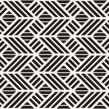 Vektör seamless siyah beyaz moda modeli. Modern şık Yinelenen doku. Geometrik kafes yinelenen