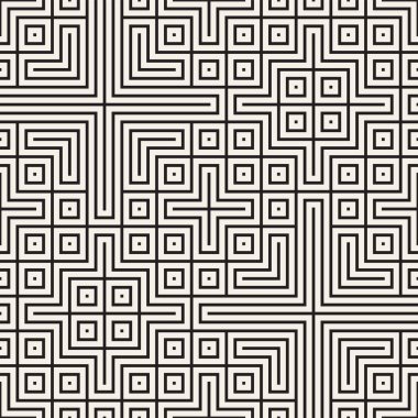 Simetrik çizgileri kafes ile geometrik etnik köken. Şık tek renkli doku. Vektör soyut Seamless Modeli.