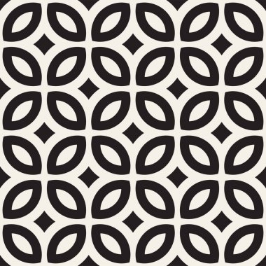 Vektör sorunsuz siyah ve beyaz geometrik yuvarlak hatları desen. Geometrik arka plan tasarlamak