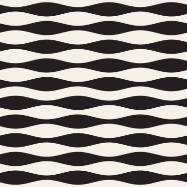 Dalgalı çizgiler vektör seamless modeli. Retro soyut dalgalı doku. Geometrik çizgiler tek renkli tasarım.