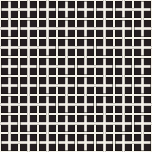 シームレスなパターンを織る スタイリッシュな繰り返しテクスチャです ストライプ格子の交差の背景を編み 黒と白の幾何学的なベクトル イラスト — ストックベクタ