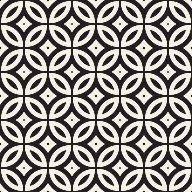 Vektör sorunsuz siyah ve beyaz geometrik yuvarlak hatları desen. Geometrik arka plan tasarlamak