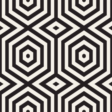Vektör Seamless modeli. Modern geometrik doku. Yinelenen kafes arka plan. Doğrusal kılavuz çizgili altıgen elemanları.