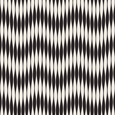 Dalgalı çizgiler vektör seamless modeli. Retro dalgalı oyma doku. Geometrik zikzak çizgiler tek renkli tasarım