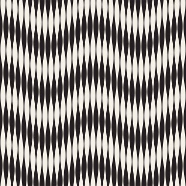 Dalgalı çizgiler vektör seamless modeli. Retro dalgalı oyma doku. Geometrik zikzak çizgiler tek renkli tasarım