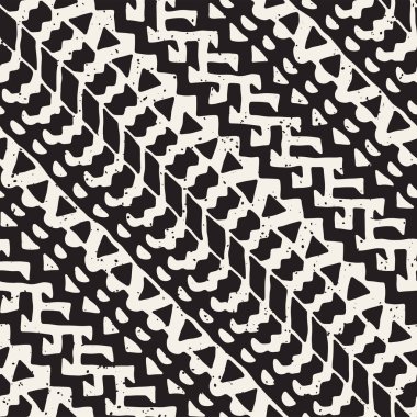 Siyah ve beyaz kabile vektör doodle elemanları ile seamless modeli. Aztek soyut geometrik sanat baskı. Etnik süs el çekilmiş zemin.