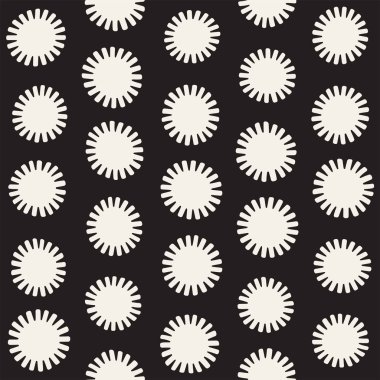Vektör sorunsuz sunburst şekiller serbest desen. Arka plan yuvarlak fırça darbeleriyle. Tek renkli elle çizilmiş doku