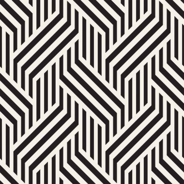 Vektör Seamless modeli. Modern şık titreşim satırları doku. Geometrik çizgili süsleme. Tek renkli doğrusal örgüler