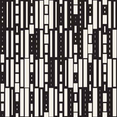 Vektör sorunsuz siyah ve beyaz düzensiz çizgi dikdörtgen ızgara desen. Trendy tek renkli doku. Geometrik arka plan tasarlamak