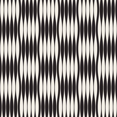 Dalgalı çizgiler vektör seamless modeli. Retro soyut dalgalı doku. Geometrik çizgiler tek renkli tasarım.