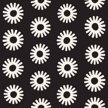 Vektör sorunsuz sunburst şekiller serbest desen. Arka plan yuvarlak fırça darbeleriyle. Tek renkli elle çizilmiş doku