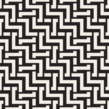 Satırları labirent kafes titreşim. Etnik tek renkli doku. Geometrik arka plan tasarlamak. Vektör sorunsuz siyah-beyaz desen.