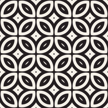 Vektör sorunsuz siyah ve beyaz geometrik yuvarlak hatları desen. Geometrik arka plan tasarlamak