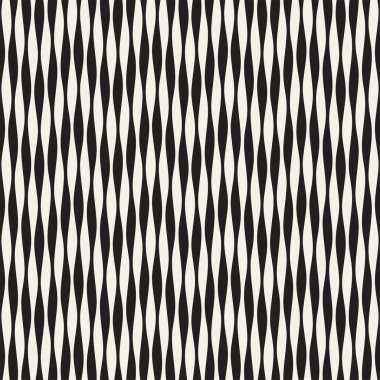 Dalgalı çizgiler vektör seamless modeli. Retro dalgalı oyma doku. Geometrik zikzak çizgiler tek renkli tasarım