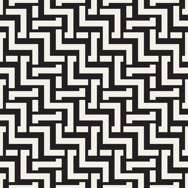 隔行扫描线迷宫格子 民族的单色纹理 抽象的几何背景设计 矢量无缝黑色和白色花纹 — 图库矢量图片
