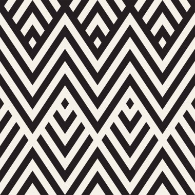 Soyut zikzak paralel çizgiler. Şık etnik süsleme. Vektör Seamless modeli. Yinelenen tek renkli arka plan