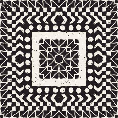 Siyah ve beyaz kabile vektör doodle elemanları ile seamless modeli. Aztek soyut geometrik sanat baskı. Etnik süs el çekilmiş zemin.