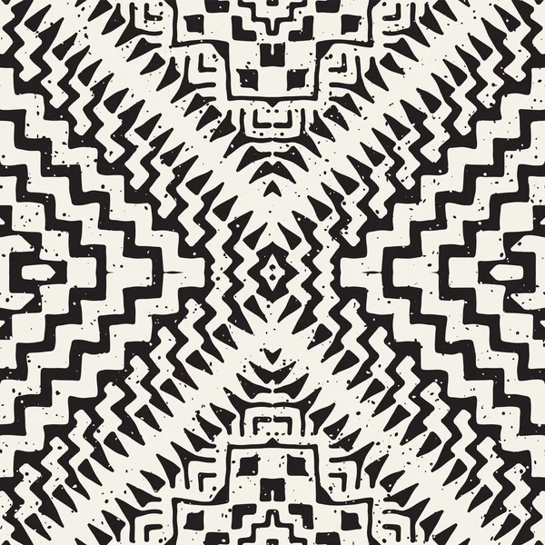 Black White Tribal Vector Seamless Pattern Doodle Elements Aztec Abstract — Stock Vector