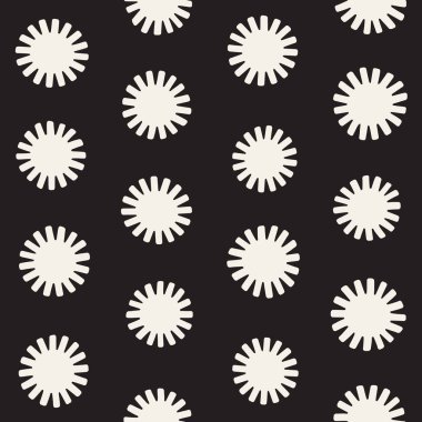 Vektör sorunsuz sunburst şekiller serbest desen. Arka plan yuvarlak fırça darbeleriyle. Tek renkli elle çizilmiş doku