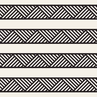 Şık çizgiler labirent kafes. Etnik tek renkli doku. Geometrik arka plan tasarlamak. Vektör sorunsuz siyah-beyaz desen