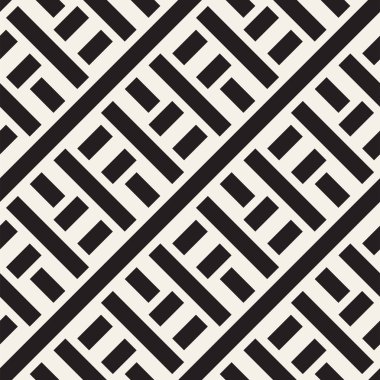 Satırları labirent kafes titreşim. Etnik tek renkli doku. Geometrik arka plan tasarlamak. Vektör sorunsuz siyah-beyaz desen.