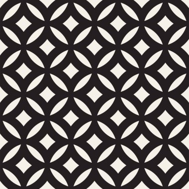 Vektör sorunsuz siyah ve beyaz geometrik yuvarlak hatları desen. Geometrik arka plan tasarlamak