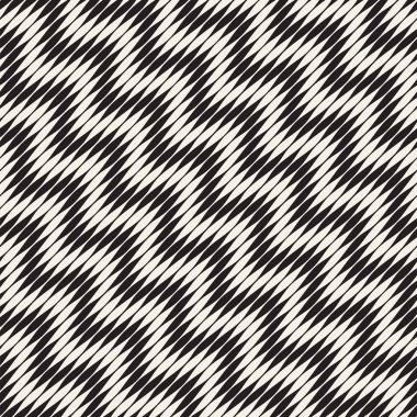 Dalgalı çizgiler vektör seamless modeli. Retro dalgalı oyma doku. Geometrik zikzak çizgiler tek renkli tasarım