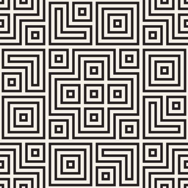 Simetrik çizgileri kafes ile geometrik etnik köken. Şık tek renkli doku. Vektör soyut Seamless Modeli.