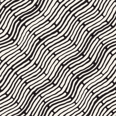 Arka arka plan ile yuvarlak fırça darbeleri. Tek renkli elle çizilmiş doku, dalgalı çizgilerle. Doodle vektör Seamless Modeli.