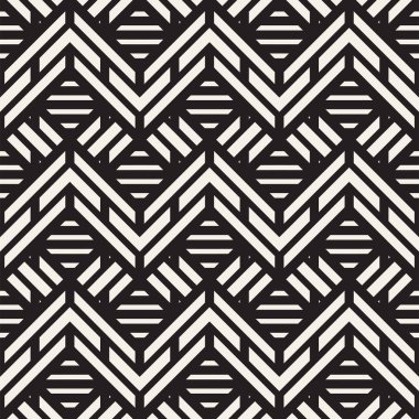 Vektör seamless siyah beyaz moda modeli. Modern şık Yinelenen doku. Geometrik kafes yinelenen