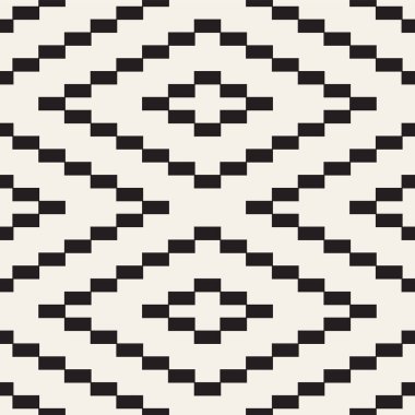 Sorunsuz oyma desen. Stilize kafes tekrarladı. Simetrik geometrik soyut duvar kağıdı. Kafes etnik motif. Vektör çizim