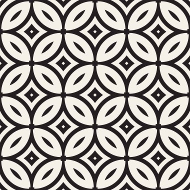 Vektör sorunsuz siyah ve beyaz geometrik yuvarlak hatları desen. Geometrik arka plan tasarlamak