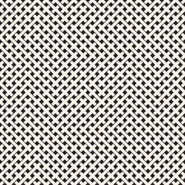 Seamless Modeli Örgü. Şık Yinelenen doku. Kesişen çizgiler kafes, arka plan örgü. Siyah ve beyaz geometrik vektör çizim.