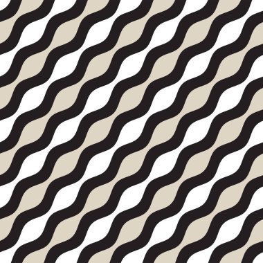 Vektör kesintisiz geometrik desen. Tek renkli dalgalı çizgiler. Zarif dalgalanma çizgili tasarım