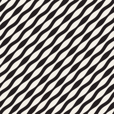 Dalgalı çizgiler vektör seamless modeli. Retro soyut dalgalı doku. Geometrik çizgiler tek renkli tasarım.