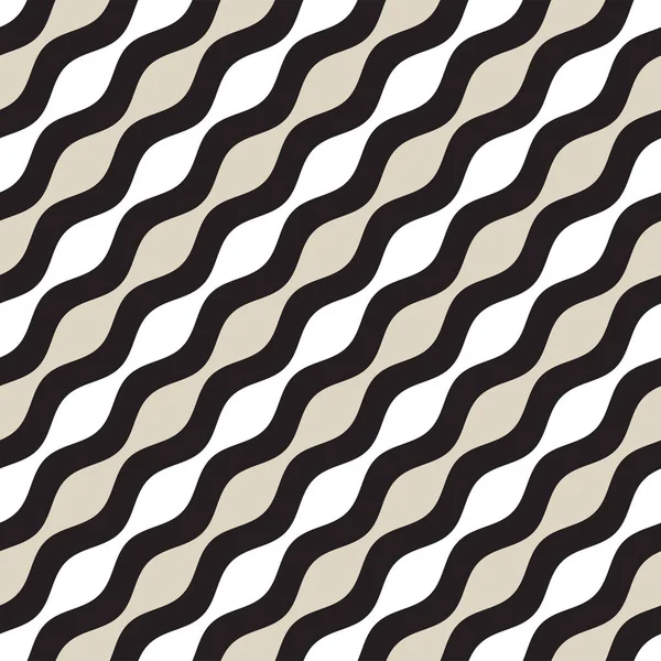 Vector Seamless Geometric Pattern Monochrome Wavy Lines Elegant Ripple Stripes — Stock Vector