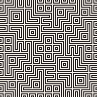 Simetrik çizgileri kafes ile geometrik etnik köken. Şık tek renkli doku. Vektör soyut Seamless Modeli.