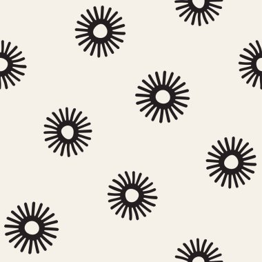 Vektör sorunsuz sunburst şekiller serbest desen. Arka plan yuvarlak fırça darbeleriyle. Elle çizilmiş doku
