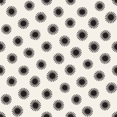 Vektör sorunsuz sunburst şekiller serbest desen. Arka plan yuvarlak fırça darbeleriyle. Elle çizilmiş doku