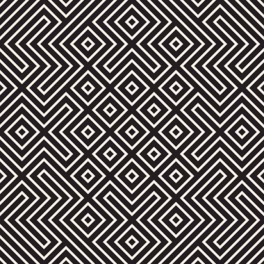 Simetrik çizgileri kafes ile geometrik etnik köken. Vektör soyut Seamless Modeli.