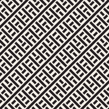 Satırları labirent kafes titreşim. Etnik tek renkli doku. Vektör sorunsuz siyah-beyaz desen