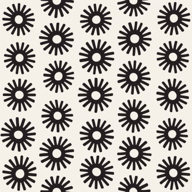 Vektör sorunsuz sunburst şekiller serbest desen. Arka plan yuvarlak fırça darbeleriyle. Elle çizilmiş doku