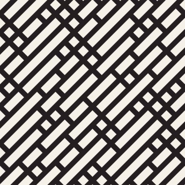 Çağdaş grafik tasarım döşeme düzensiz labirent şekiller. Vektör sorunsuz siyah-beyaz desen