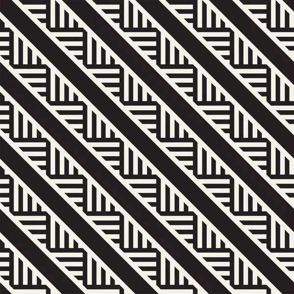 Stylish Lines Maze Lattice. Ethnic Monochrome Texture. Abstract Geometric Background. Vector Seamless Black and White Pattern. — Stock Vector