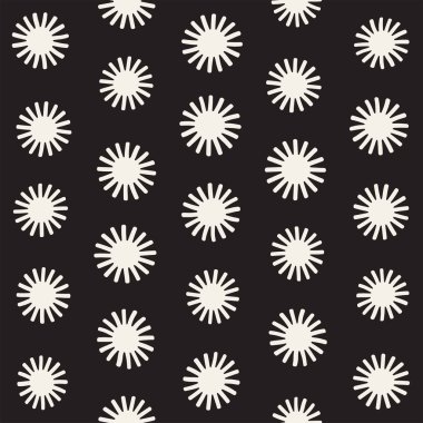 Vektör sorunsuz sunburst şekiller serbest desen. Arka plan yuvarlak fırça darbeleriyle. Elle çizilmiş doku