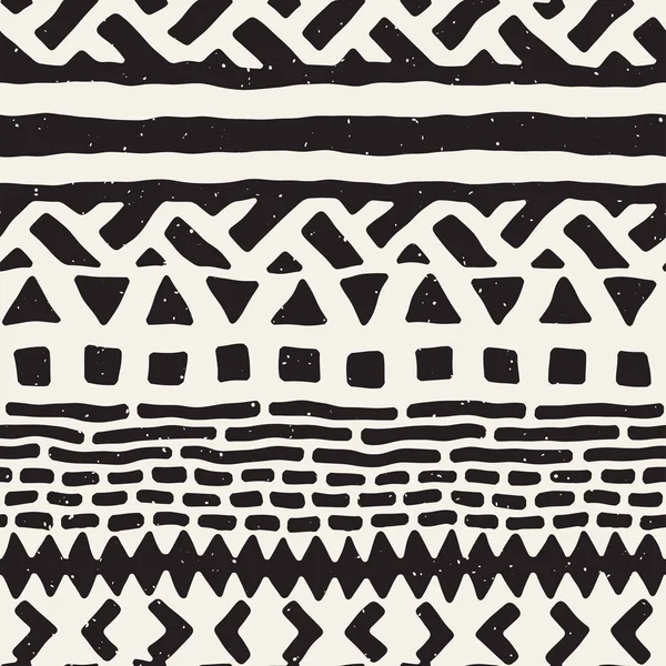 黒と白の部族はベクトル落書き要素を持つシームレス パターンです。アステカ抽象芸術の印刷物。民族の装飾用手描き背景. — ストックベクタ