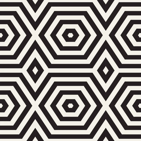 ベクターのシームレスなパターン。格子の抽象的な背景を繰り返し。ストライプの六角形の要素から線形グリッド. — ストックベクタ