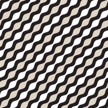 Vektör kesintisiz geometrik desen. Tek renkli dalgalı çizgiler. Zarif dalgalanma çizgili